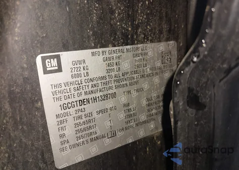 2017 Chevrolet Colorado Z71 из США, поврежденный, VIN 1GCGTDEN1H1328700